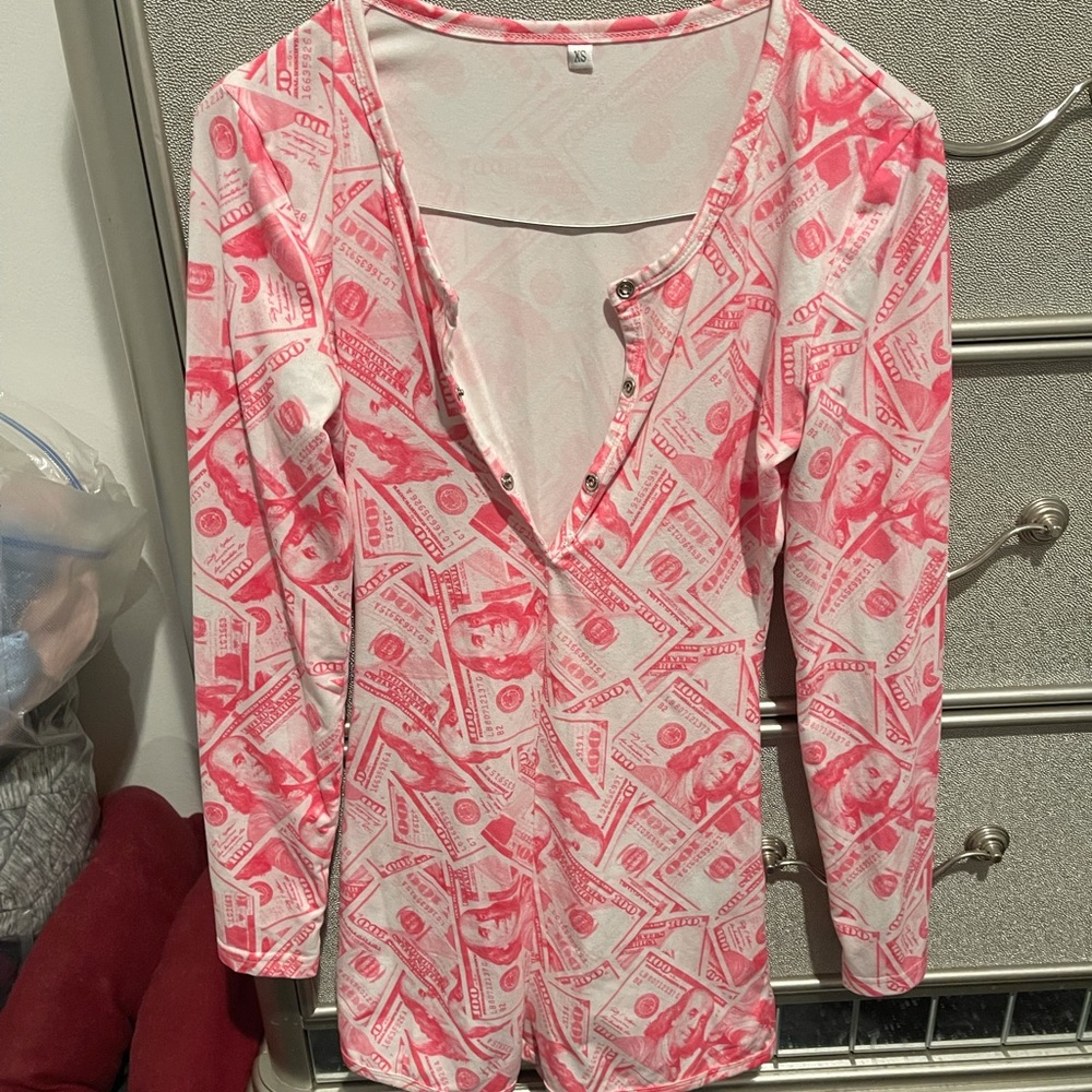 Pink money onesie